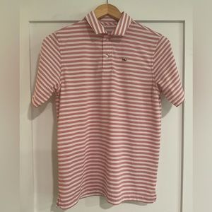Vineyard Vines Performance Golf Polo Shirt Pink Stripes Men Size Large Stretch